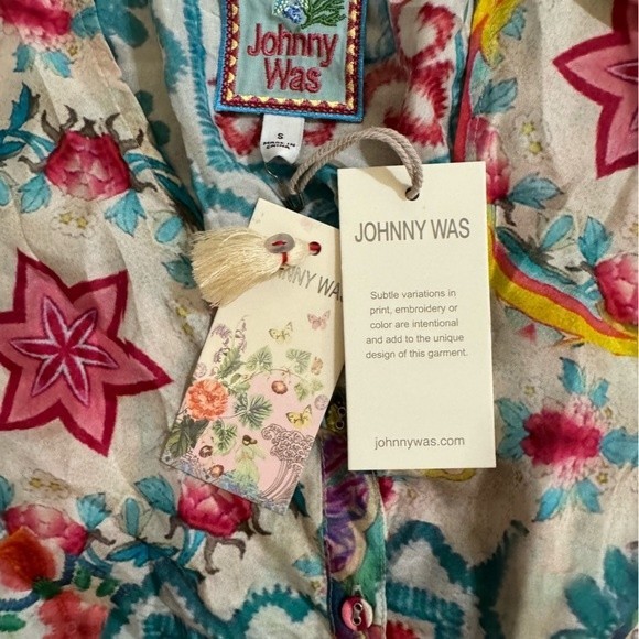 NWT Johnny Was Top Multicolor Floral Starfish V Neck Button Down Tunic Top S - Picture 6 of 12